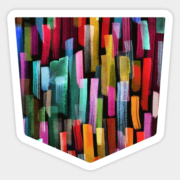 Pocket - Colorful Brushstrokes Black Sticker by ninoladesign